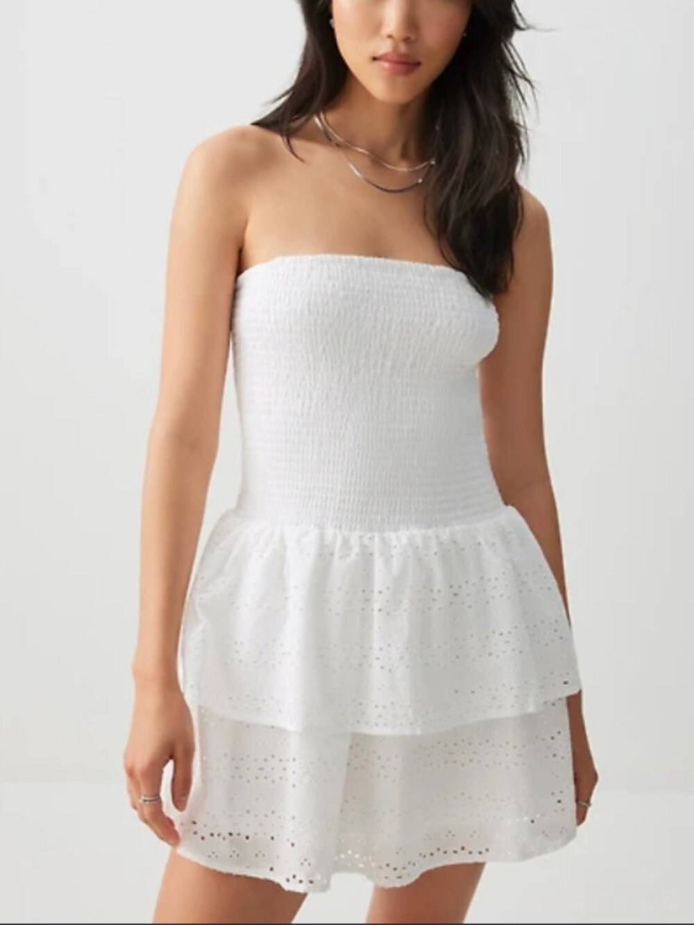 ARDENE - WHITE EYELET Tube Lace Mini DRESS (SIZE MEDIUM)